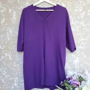 Eileen Fisher Women's Italian Yarn Sweater Tunic Medium Purple Half Sleeve EUC.